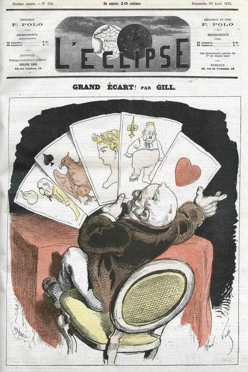 Grande expansão! , cartoon sobre o governo do Presidente Adolphe Thiers (1797-1877). Capa em "L