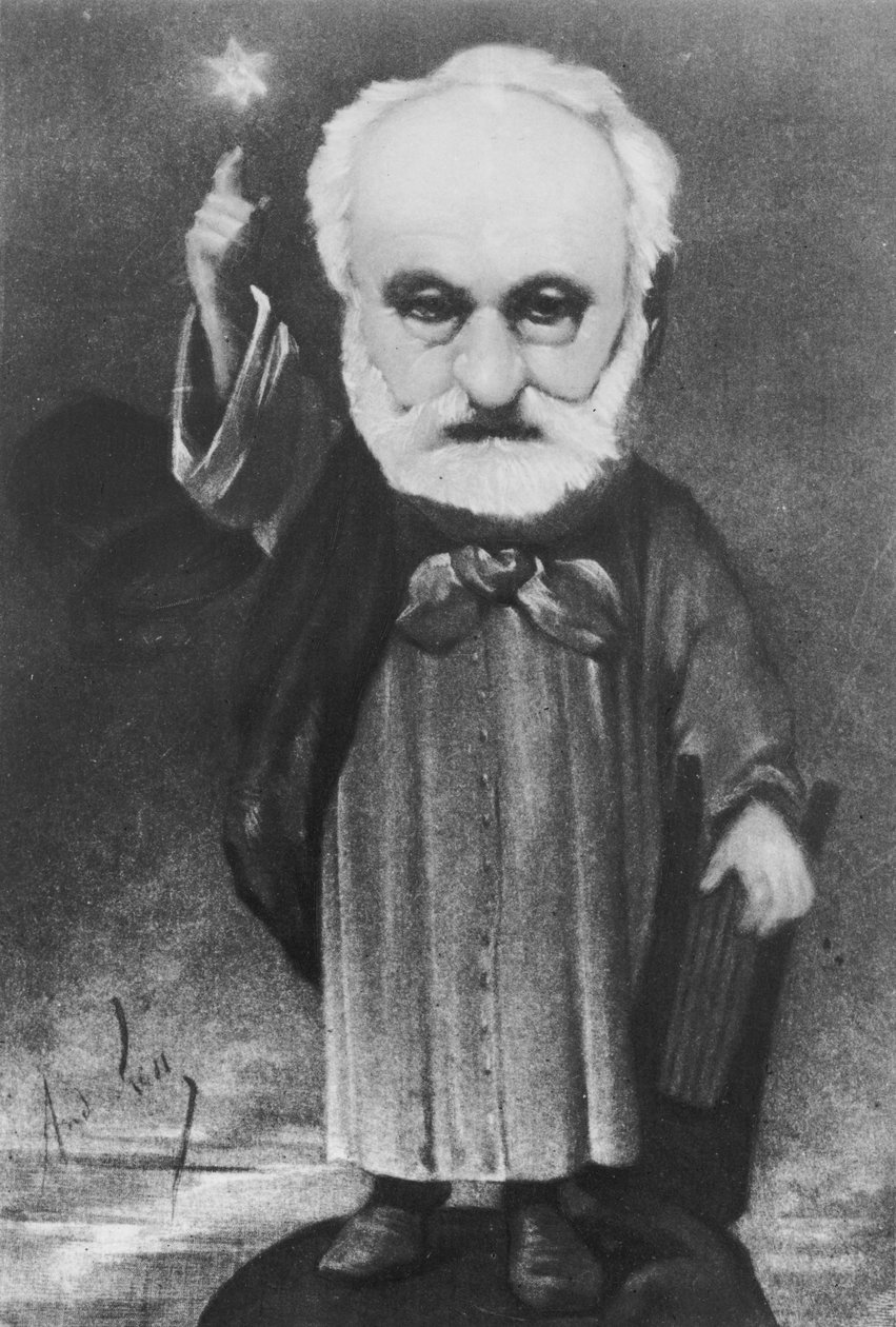 Caricatura de Victor Hugo (1802-85) como um mágico de Andre Gill