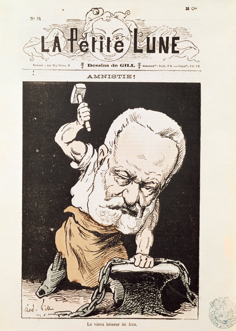 Caricatura de Victor Hugo (1802-85) da capa de &39;La Petite Lune&39;, fevereiro de 1879 de Andre Gill