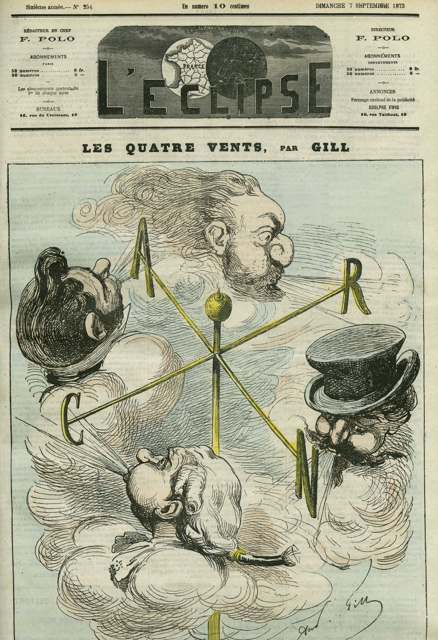 Desenho animado "Os Quatro Ventos", que simboliza os quatro partidos políticos. Capa em "L