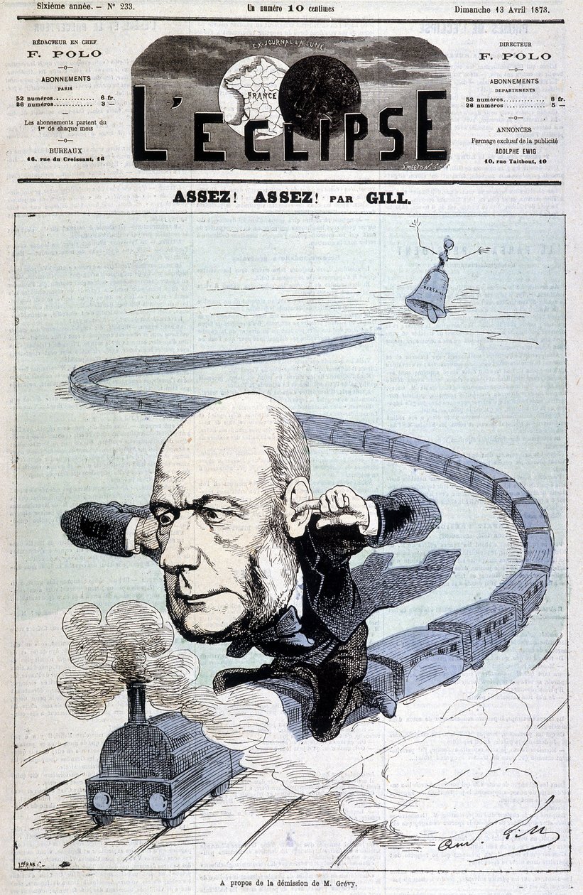 Desenho animado "sobre a demissão do Sr. Grévy" - por Gill, em "L
