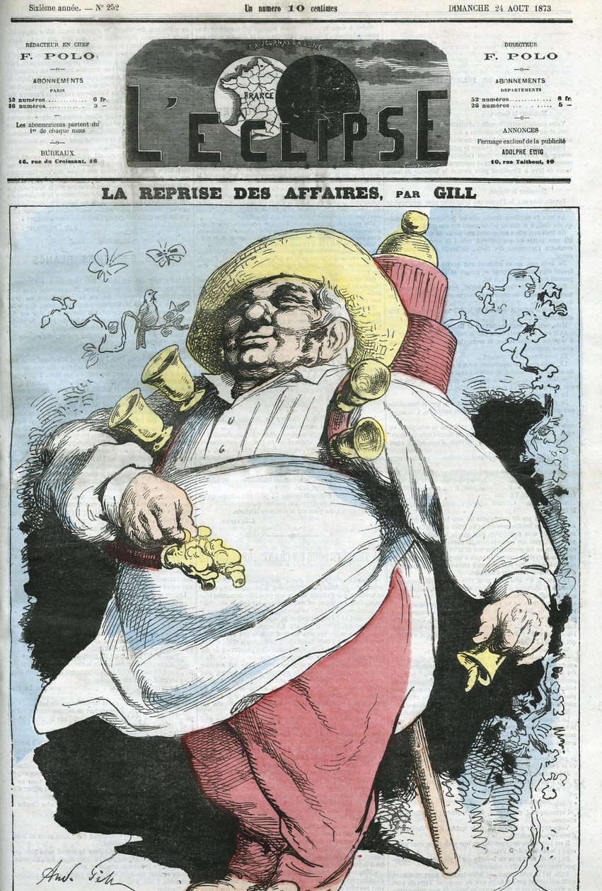 Desenho animado "retomada dos negócios". Capa em "L
