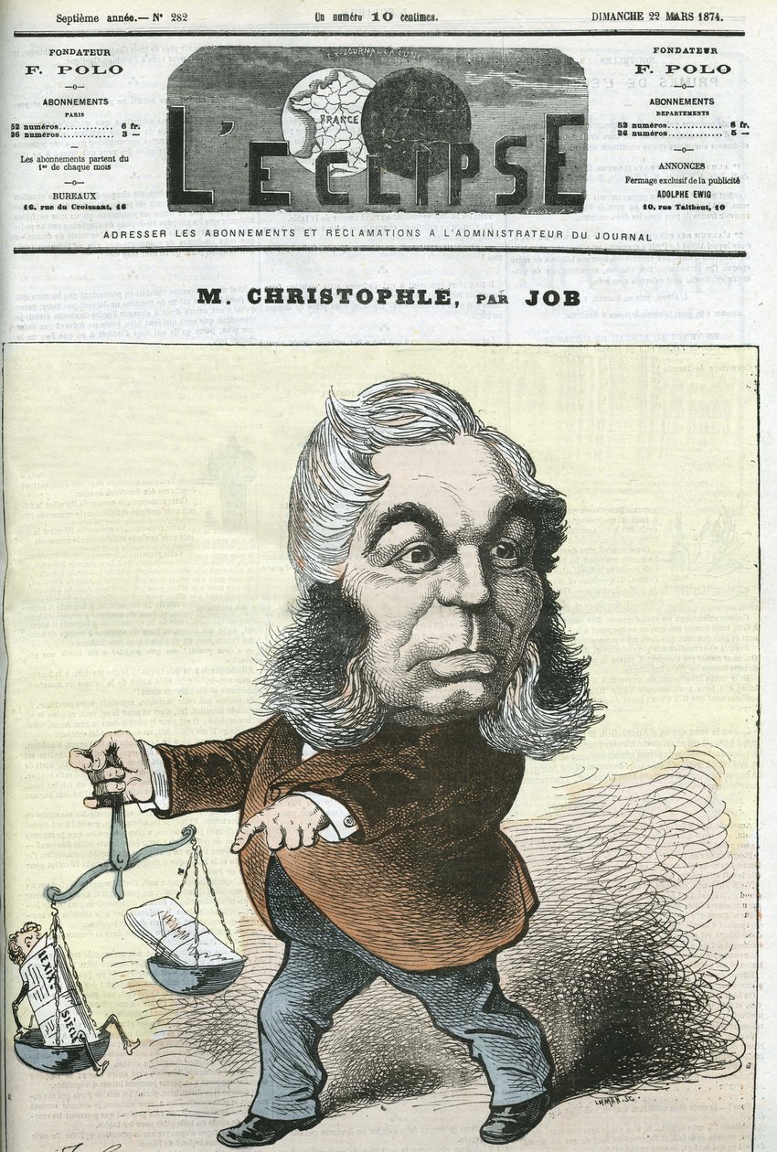 Desenho animado de Albert Christophle, político francês. Capa em "L