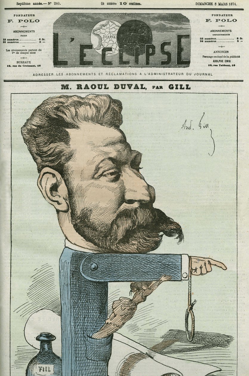 Desenho animado de Fernand Raoul-Duval (Fernand Raoul Duval) de Andre Gill