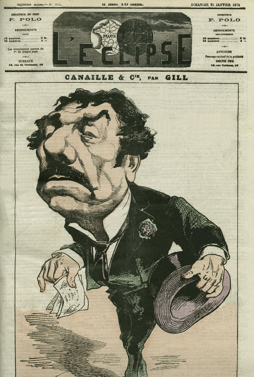 Desenho animado de Paulin Menier, ator francês. Capa em "L