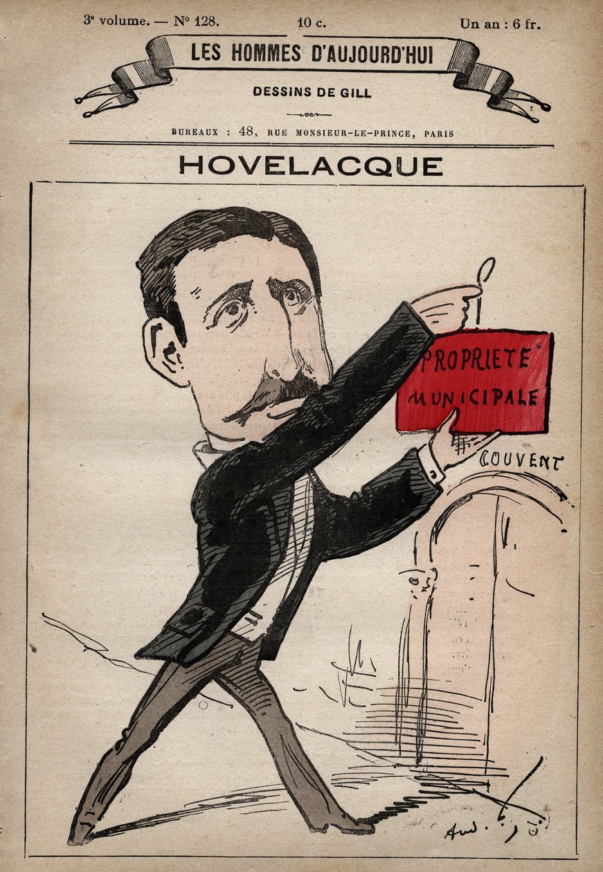 Desenho animado de Abel Hovelacque 1873-1896, linguista e antropólogo inglês de 