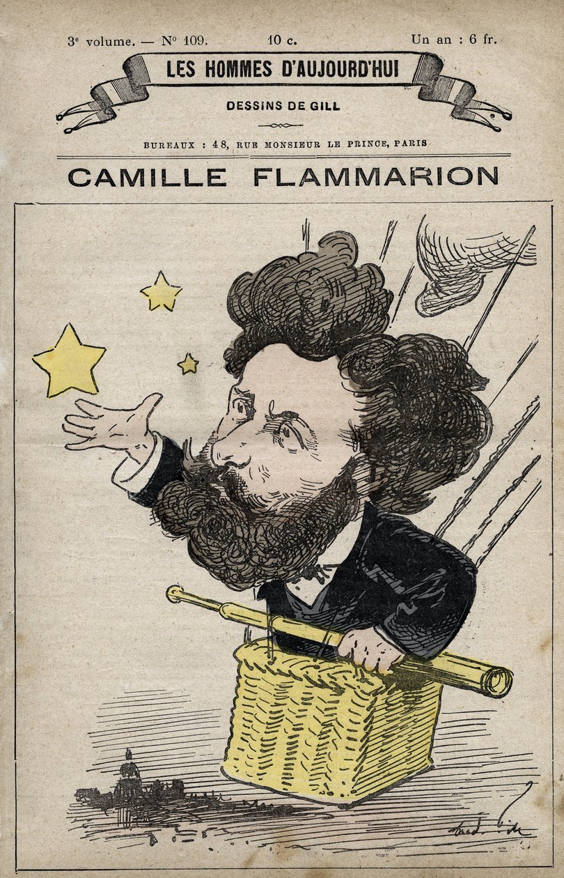 Desenho animado de Camille Flammarion Cientista inglês de 