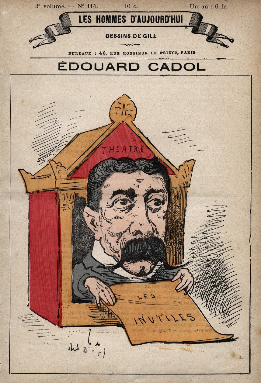 Cartoon of Edward Cadol (1831-1898) Romancista inglês de 