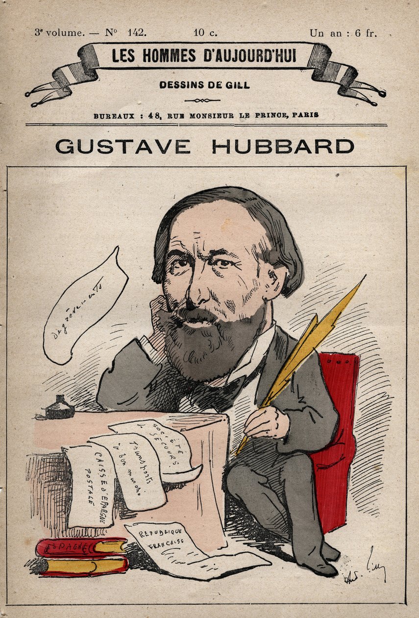 Desenho animado de Nicolas Gustave Hubbard (1828-1888) Economista político inglês de 