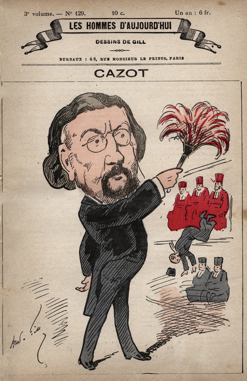 Desenho animado de Theodore Joseph Jules Cazot (1821-1912) político francês, de 