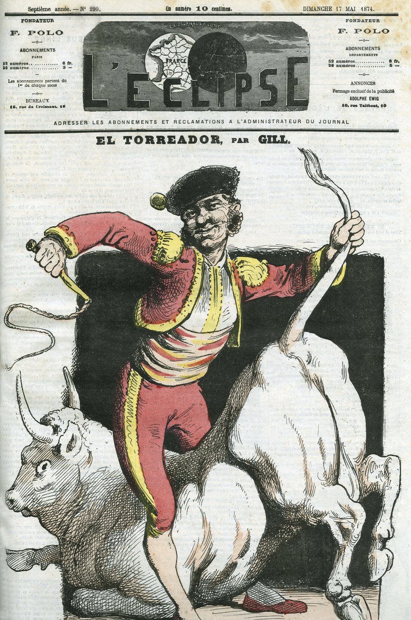 O desenho animado de um Torreador. Capa em "L