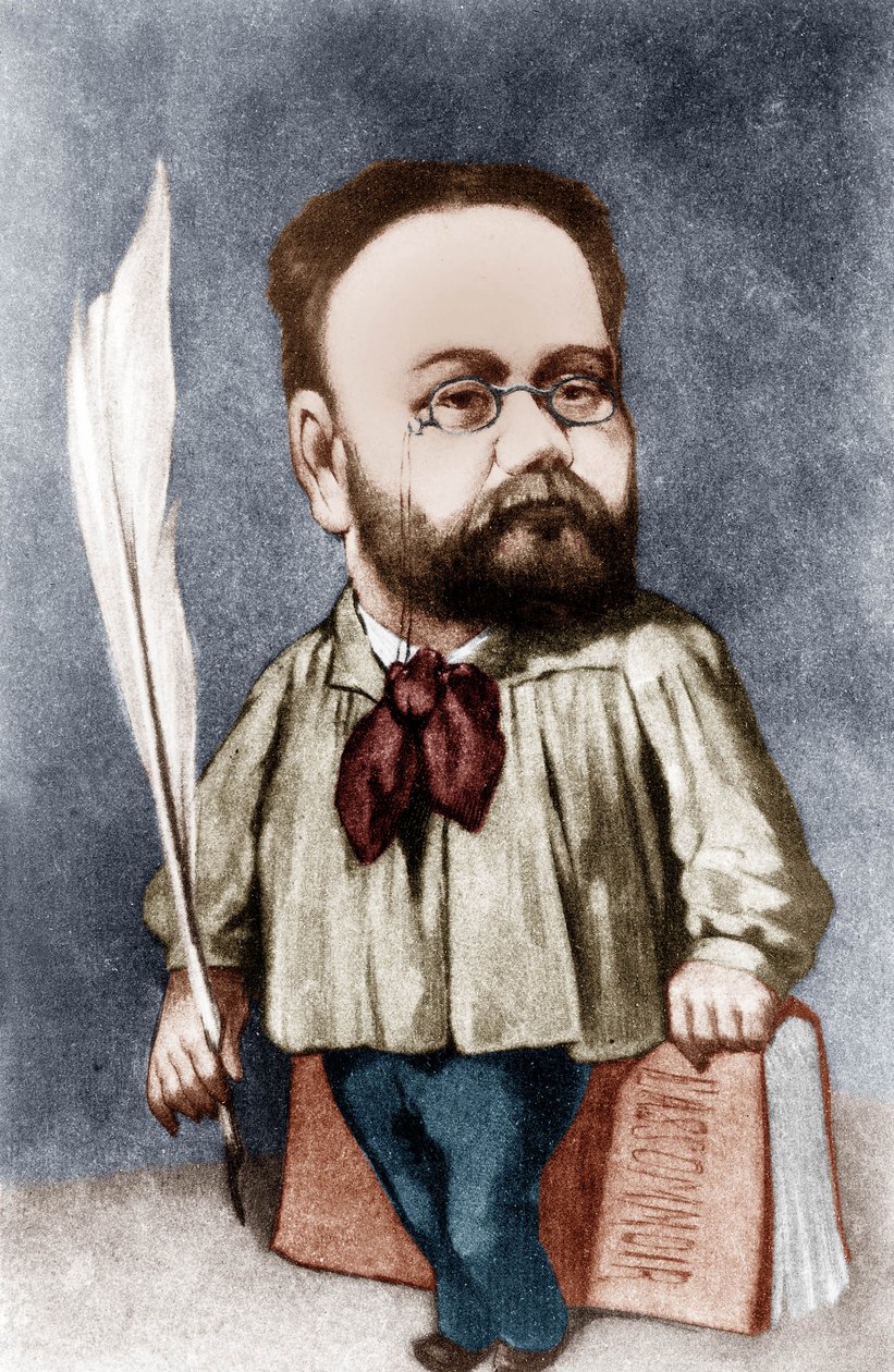 Caricatura do escritor francês Emile Zola (gravura) de Andre Gill