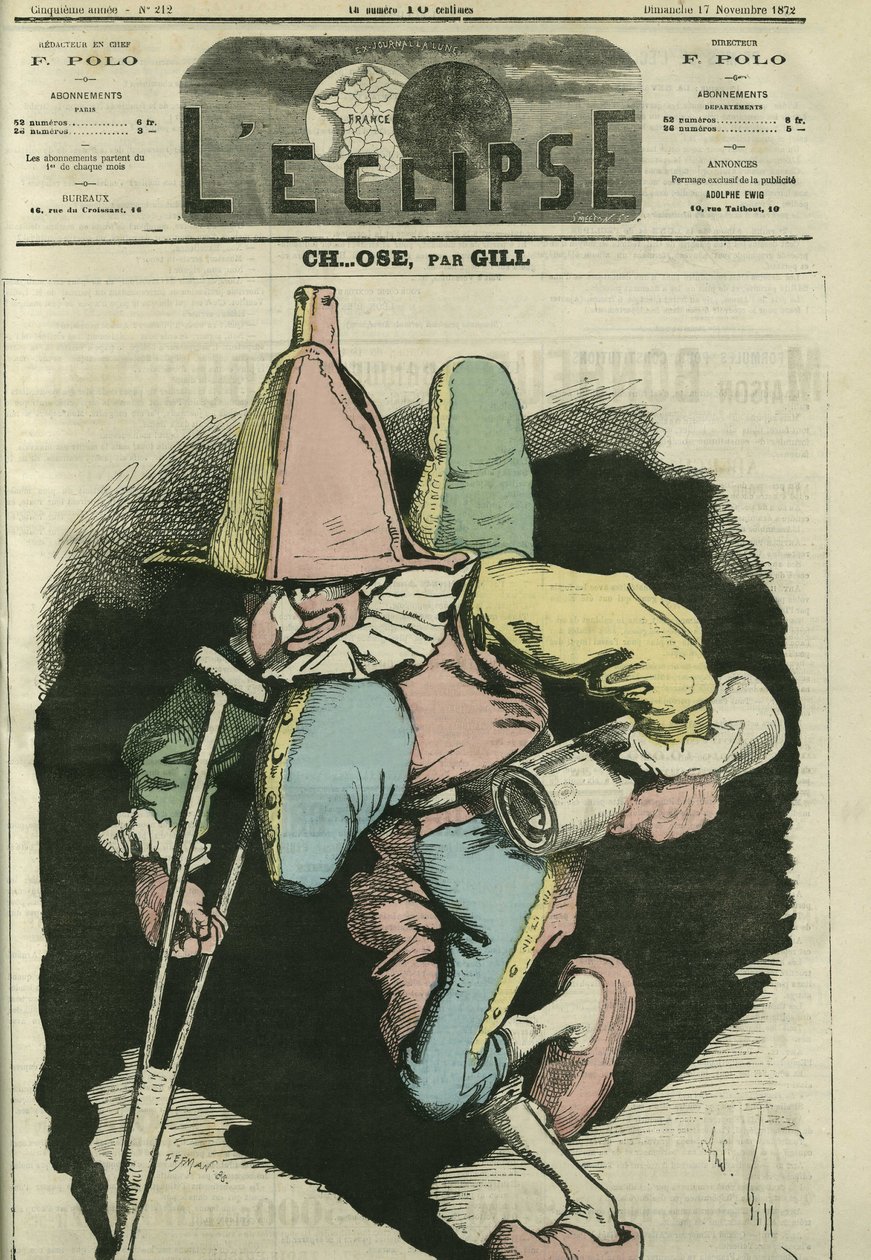 Ch... atreve-se, ilustração de um arlequim com um bico e com um chifre no estômago e nas costas. Capa em "L