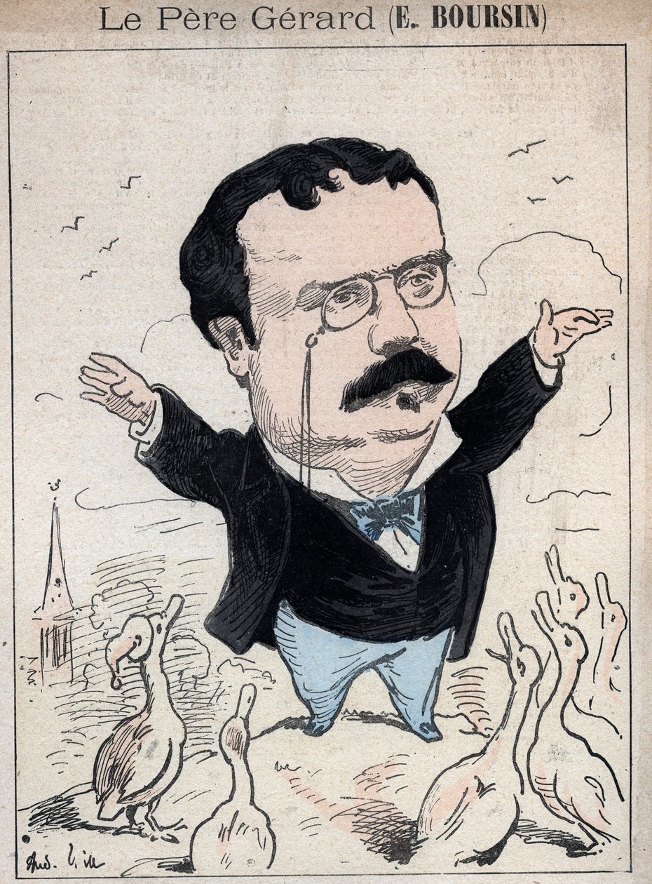 Elphege Boursin (1836-1891) jornalista, ensaísta político, homem de letras e historiador - cartoon de André Gill em "Les Hommes d