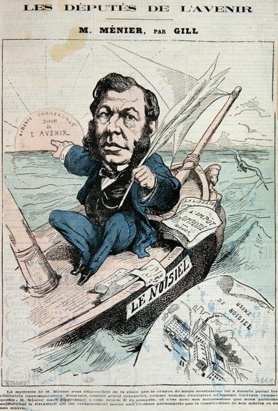 Emile-Justin Menier (1826-81) (cor litho) de Andre Gill