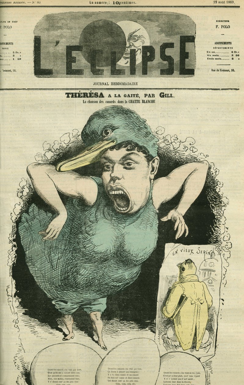 Emma Valendon dit Theresa (1837-1913), cantora em "The Tyrolean ducks", no Gaite Theatre. Capa em "L