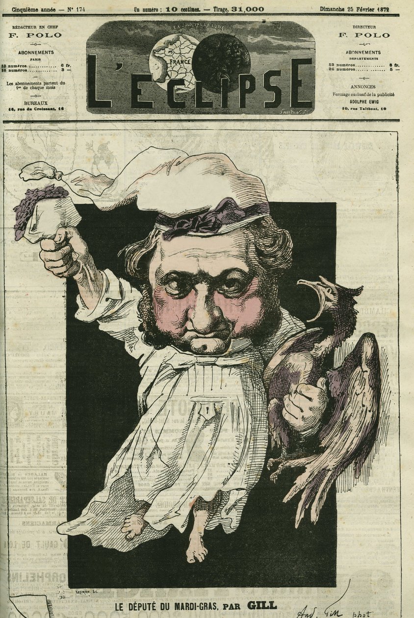 Eugene Rouher (1814-1884), político francês, líder do partido Bonapartista. Capa em "L