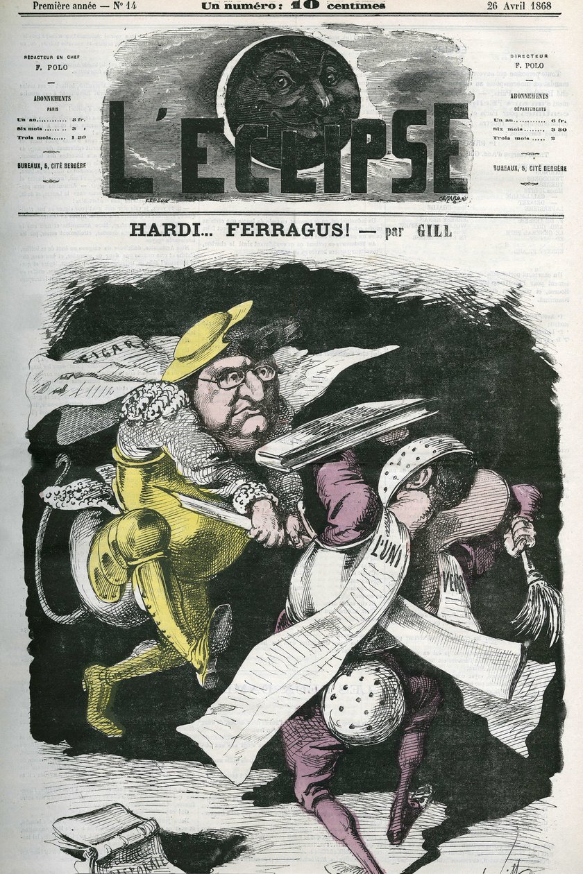 Hardi... Ferragus, ilustração do "Figaro" para "O Universo". Capa em "L