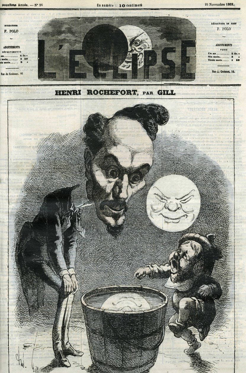 Henri Rochefort (1831-1913), jornalista, escritor e político francês. Capa em "L