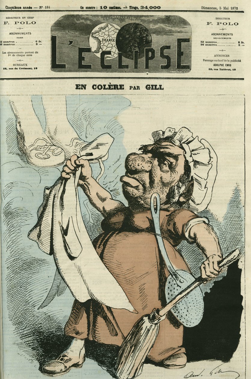 Com raiva, uma ilustração de uma mulher a fazer o seu avental. Capa em "L