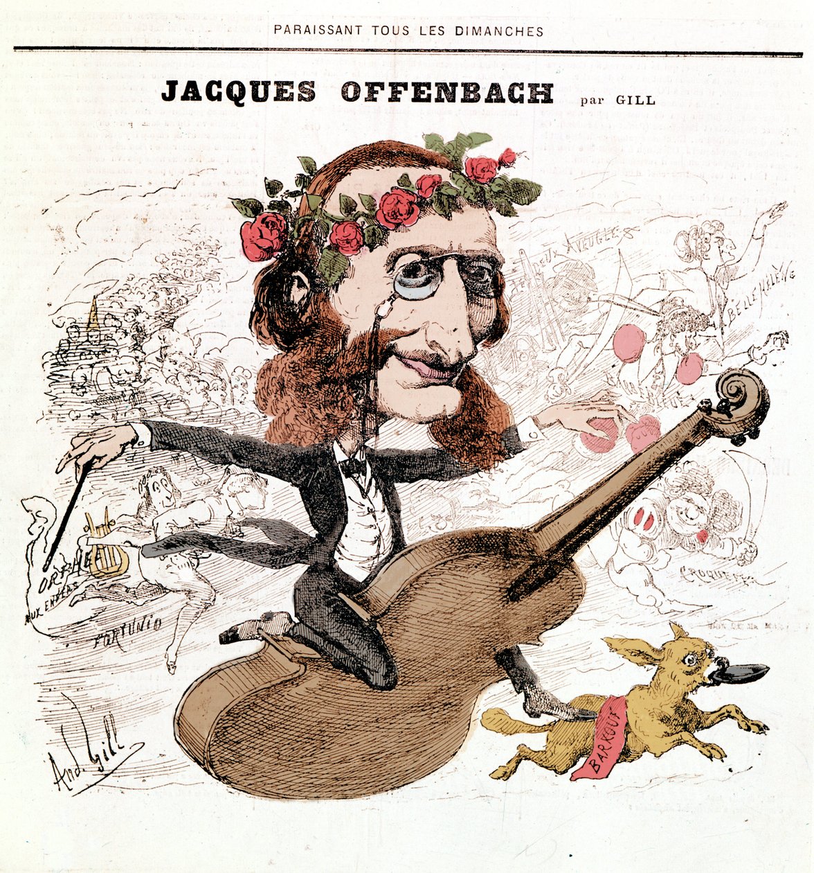 Jacques Offenbach (1819 - 1880), Cartoon de Gill de Andre Gill