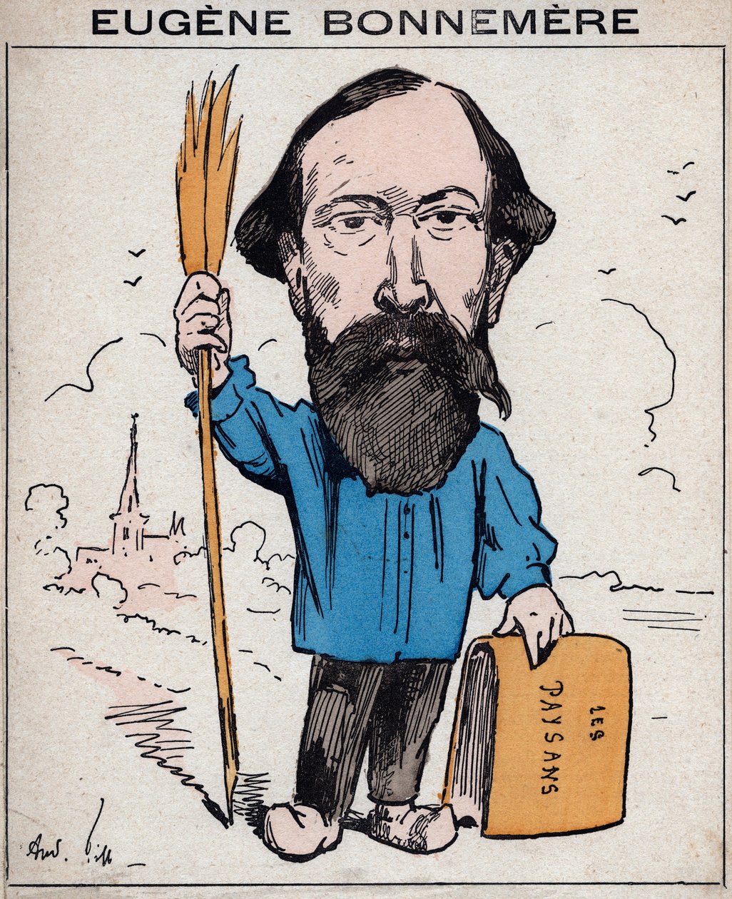 Joseph Eugene Bonnemere (1813-1893) Historiador e escritor francês - desenho animado por André Gill, em "Les Hommes d