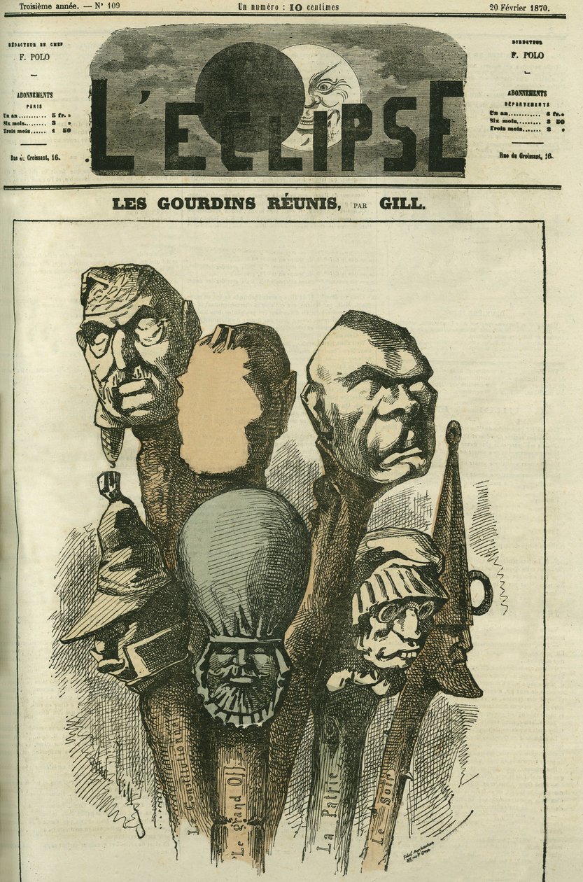 Les Gourdins reunidos, criação de um novo diário satírico. Capa em "L
