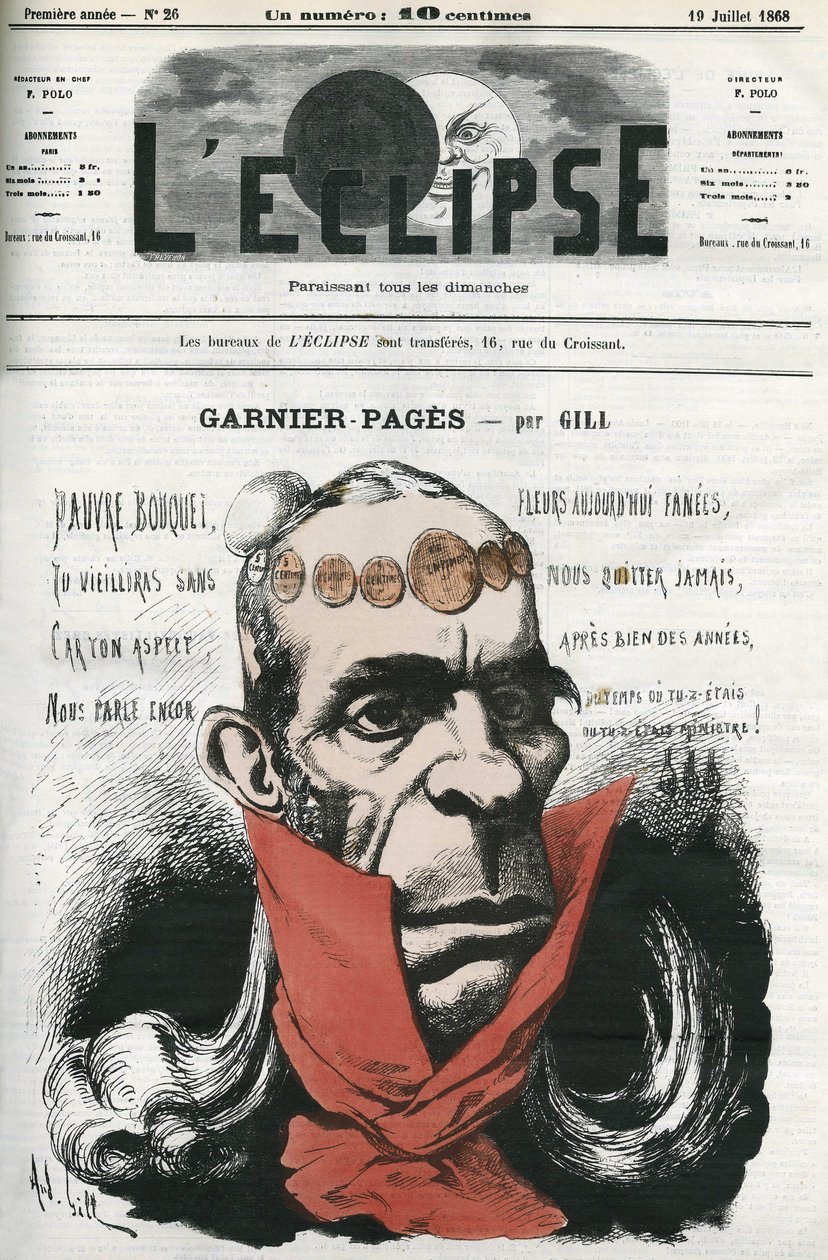 Louis Antoine Garnier-Pages (Páginas Garnier) (1803-1878), político francês. Capa em "L