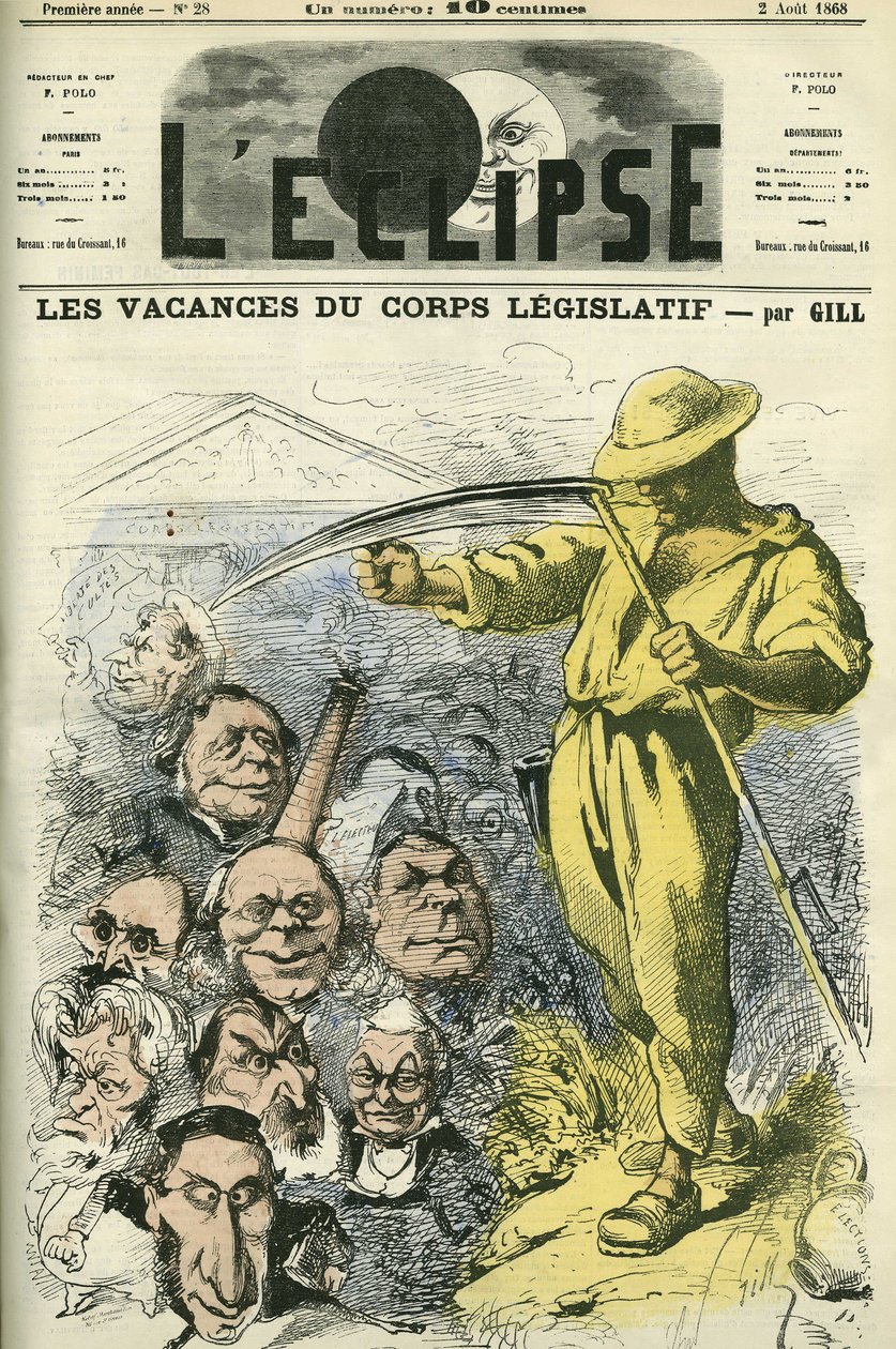 Nos feriados do Corpo Legislativo, os deputados da Assembleia Nacional deixam o Palais Bourbon. Capa em "L