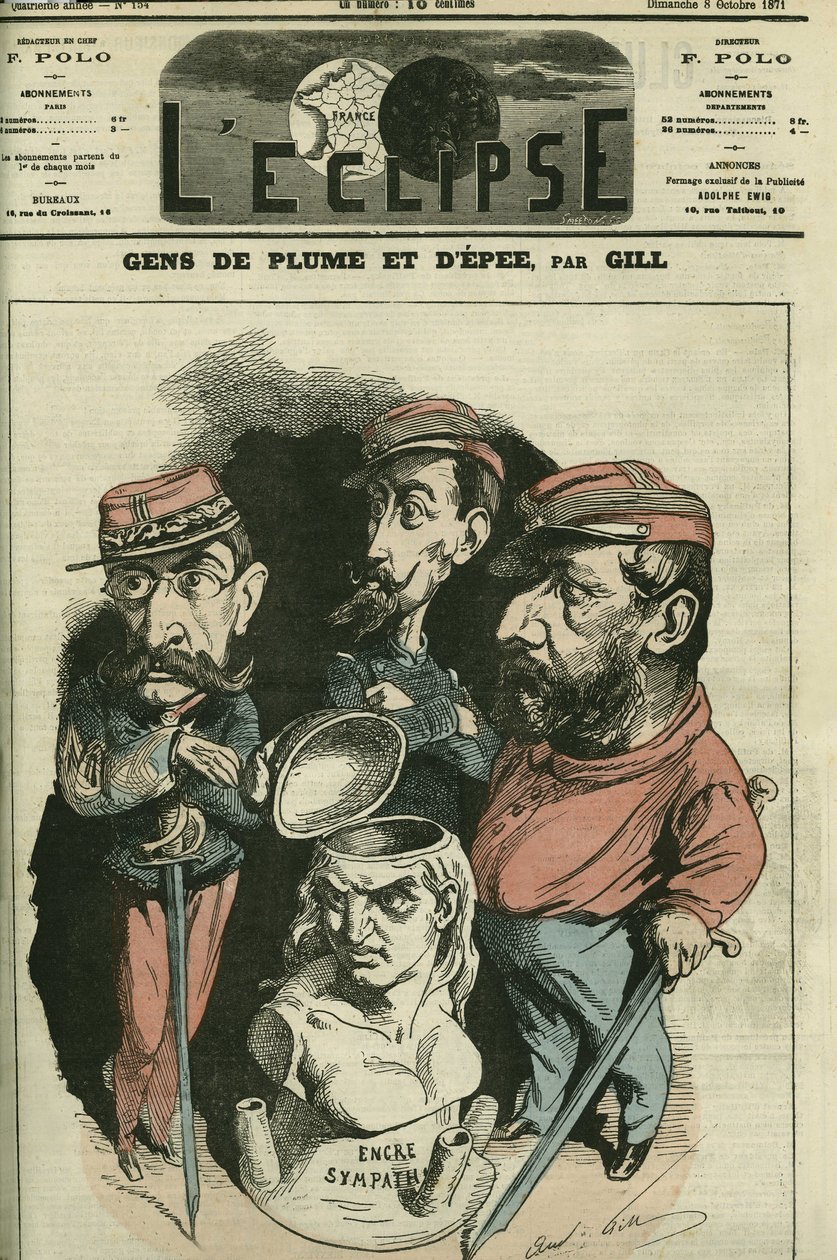 Povo de caneta e espada: Louis Leon Faidherbe (1818-1889), militar francês, Camille Cremer (1840-1876), general francês, e Philippe Toussaint Joseph Bordone (1821-1892), médico e militar. Capa em "L