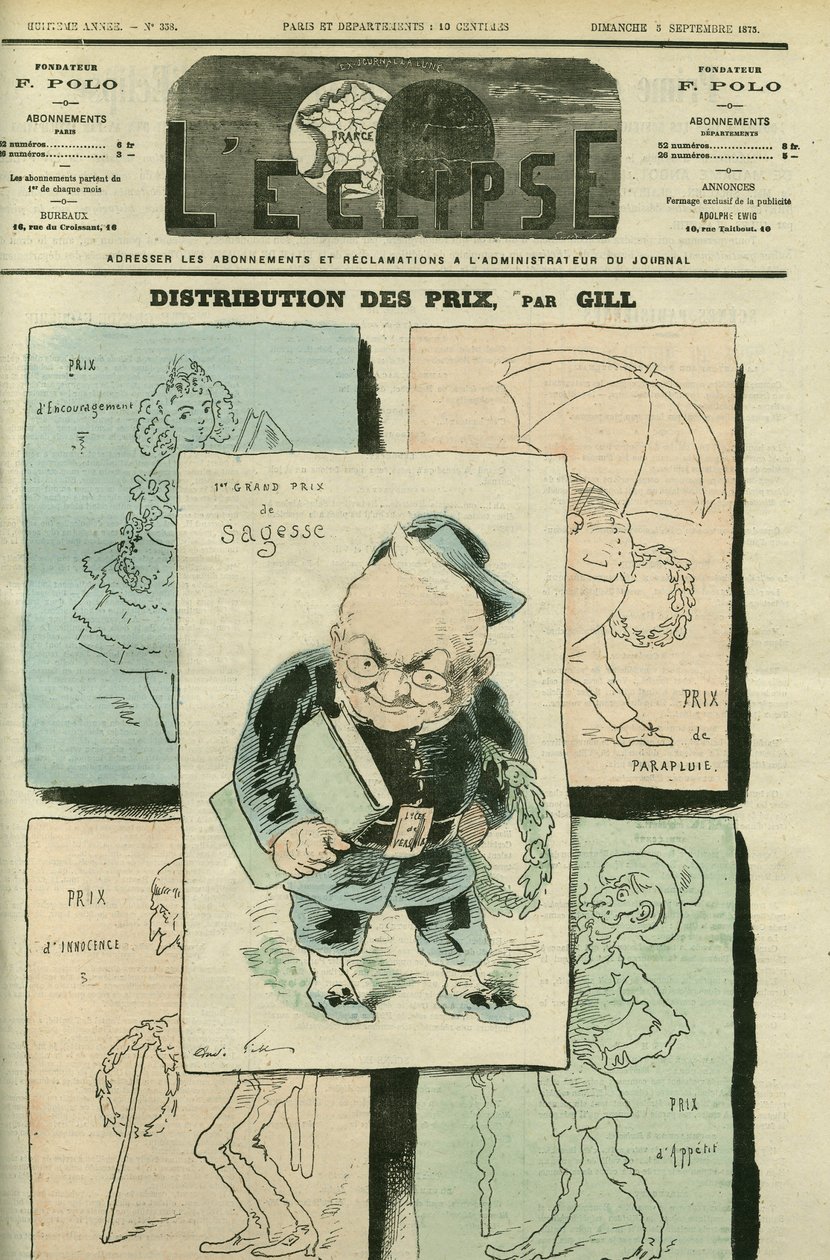 Retrato de Adolphe Thiers (1797-1877), historiador e político francês. Capa em "L