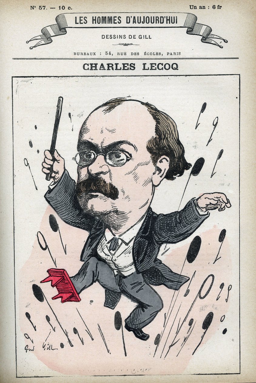 Retrato de Alexandre Charles Lecocq (1832-1918), compositor francês. Caricatura de Gill, Paris. de Andre Gill