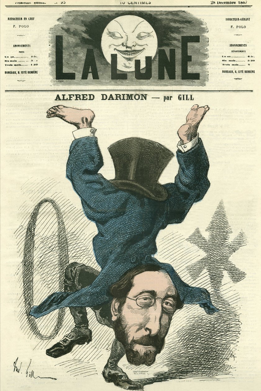 Retrato de Alfred Darimon (1819-1902), político francês. Cartoon de Gill, em "La Lune", 28 de dezembro de Andre Gill