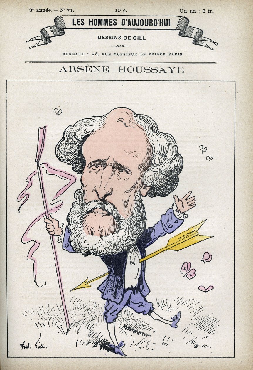 Retrato de Arsene Houssaye (1815-1896), homem de letras francês. Caricatura de Gill, Paris. de Andre Gill