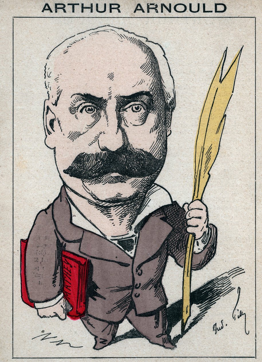 Retrato de Arthur Arnould (1833-1895), jornalista e político francês, participou activamente na Comuna de Paris - Cartoon de André Gill em "Les Hommes d