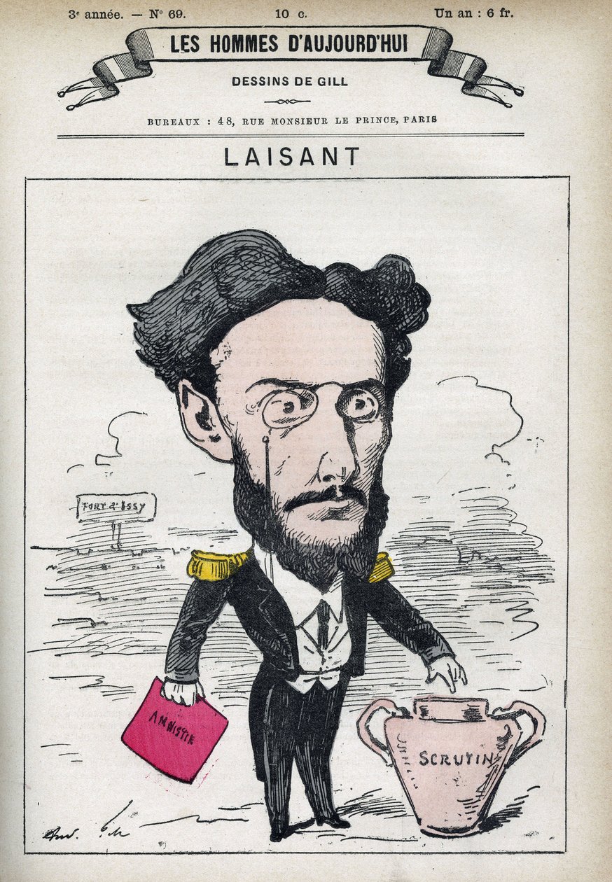 Retrato de Charles-Ange Laisant (1841-1893), cientista e político francês. Desenho animado de Gill, Paris. de Andre Gill