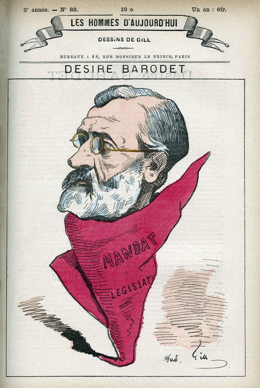 Retrato de Desejo Barodet (1823-1906), professor e político francês, foi Senador do Sena de 1896 a 1900. Desenho animado de Gill, Paris. de Andre Gill