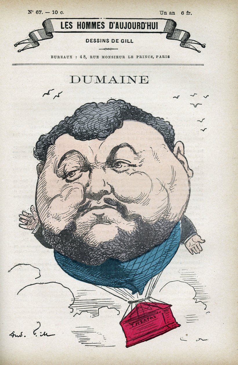 Retrato de Dumaine, artista francês do século XIX. Caricatura de Gill, Paris. de Andre Gill
