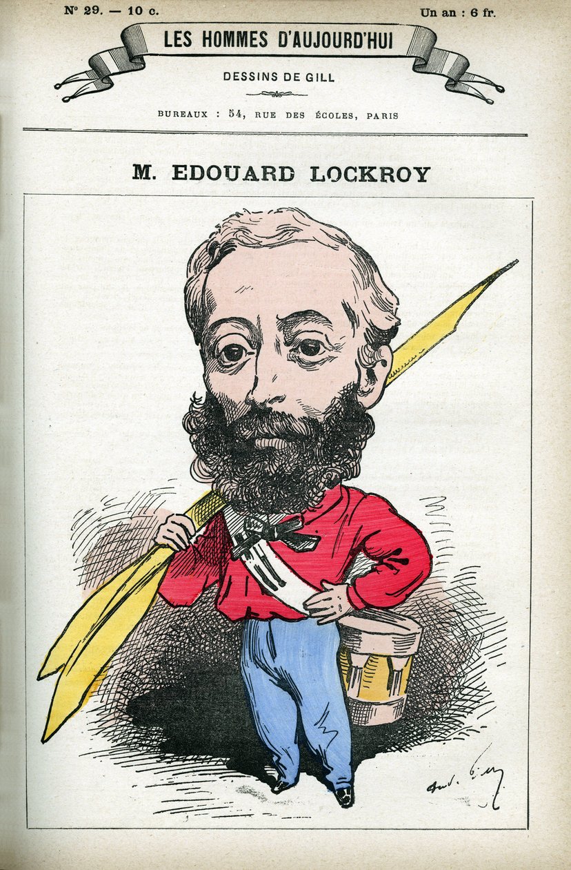 Retrato de Edouard Lockroy (1838-1913), político francês. Cartoon de Gill, em "Les Homme d