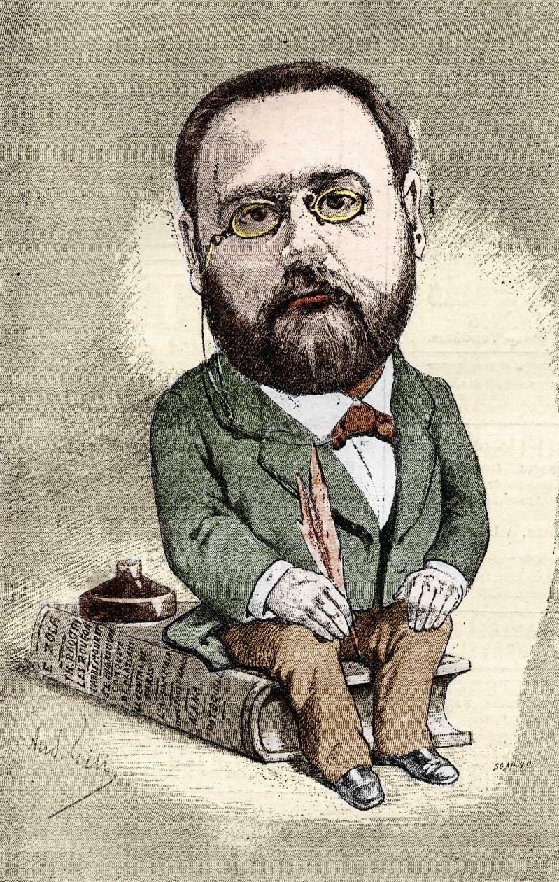 Retrato de Emile Zola (1840-1902) escritor francês. Cartoon de André Gill para o Mundo Ilustres. de Andre Gill
