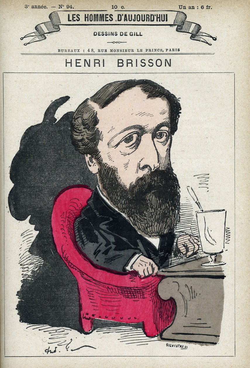 Retrato de Eugene Henri Brisson (1835-1912), advogado, jornalista e político francês. Desenho animado de Gill, Paris. de Andre Gill