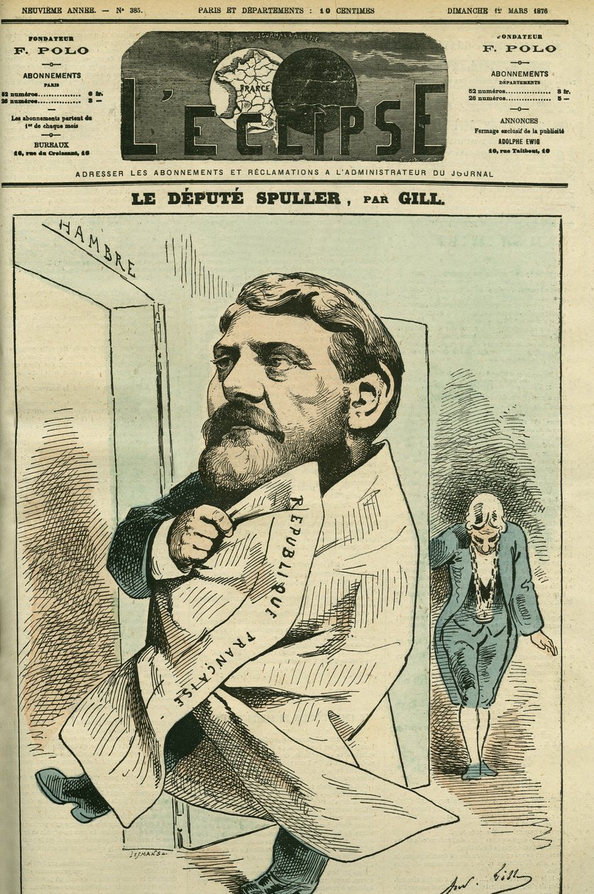 Retrato de Eugene Spuller (1835-1896), advogado francês, jounalista, escritor e político. Capa em "L