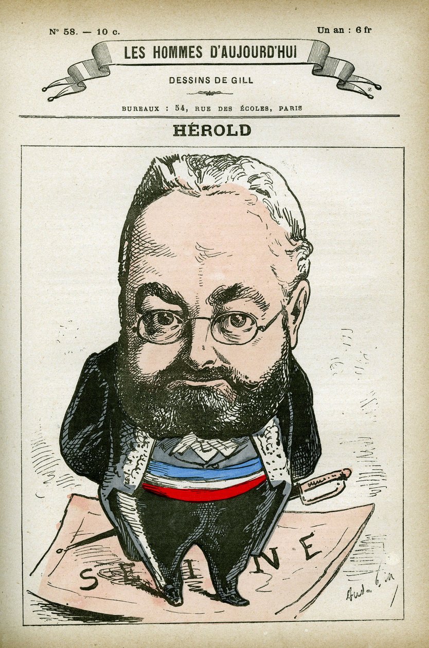 Retrato de Ferdinand Herold (1828-1882), político francês. Caricatura de Gill, Paris. de Andre Gill