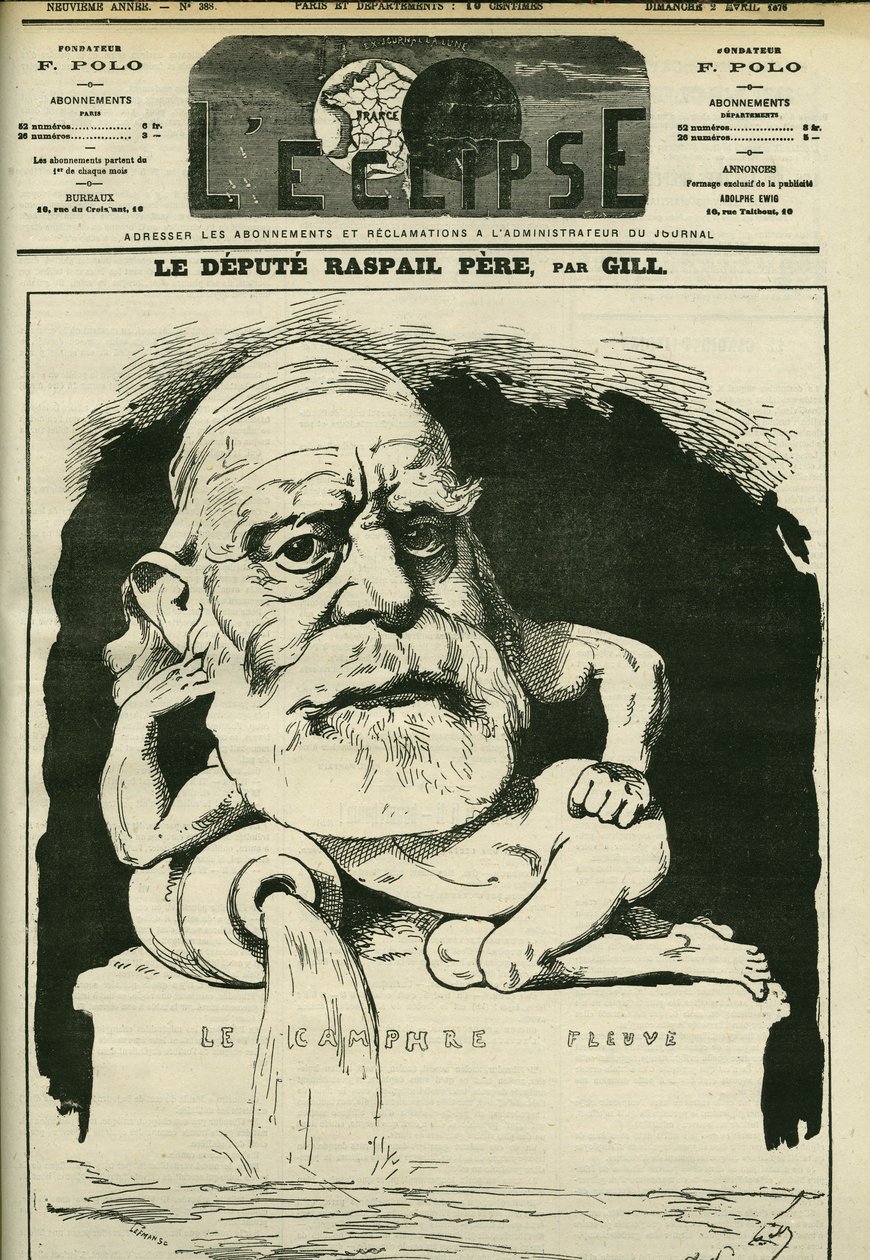 Retrato de François-Vincent Raspail (1794-1878), químico, médico e político francês. Capa em "L