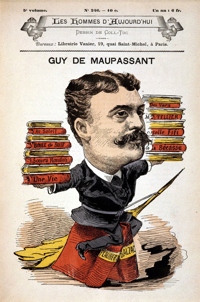 Retrato de Guy de Maupassant - por Gill, em "Les Hommes d