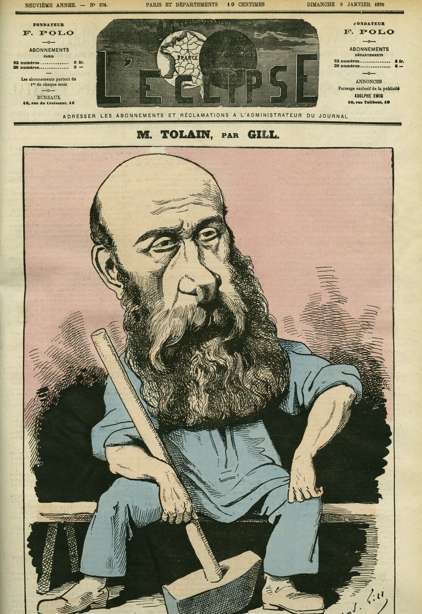 Retrato de Henri Louis Tolain (1828-1897), gravador e político francês. Capa em "L