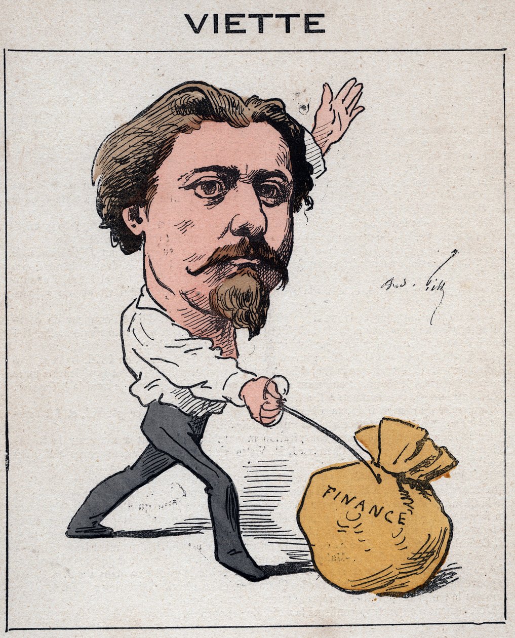 Retrato de Jules Francois Viette (1843-1894) político francês - Caricatura de André Gill, em "Les Hommes d