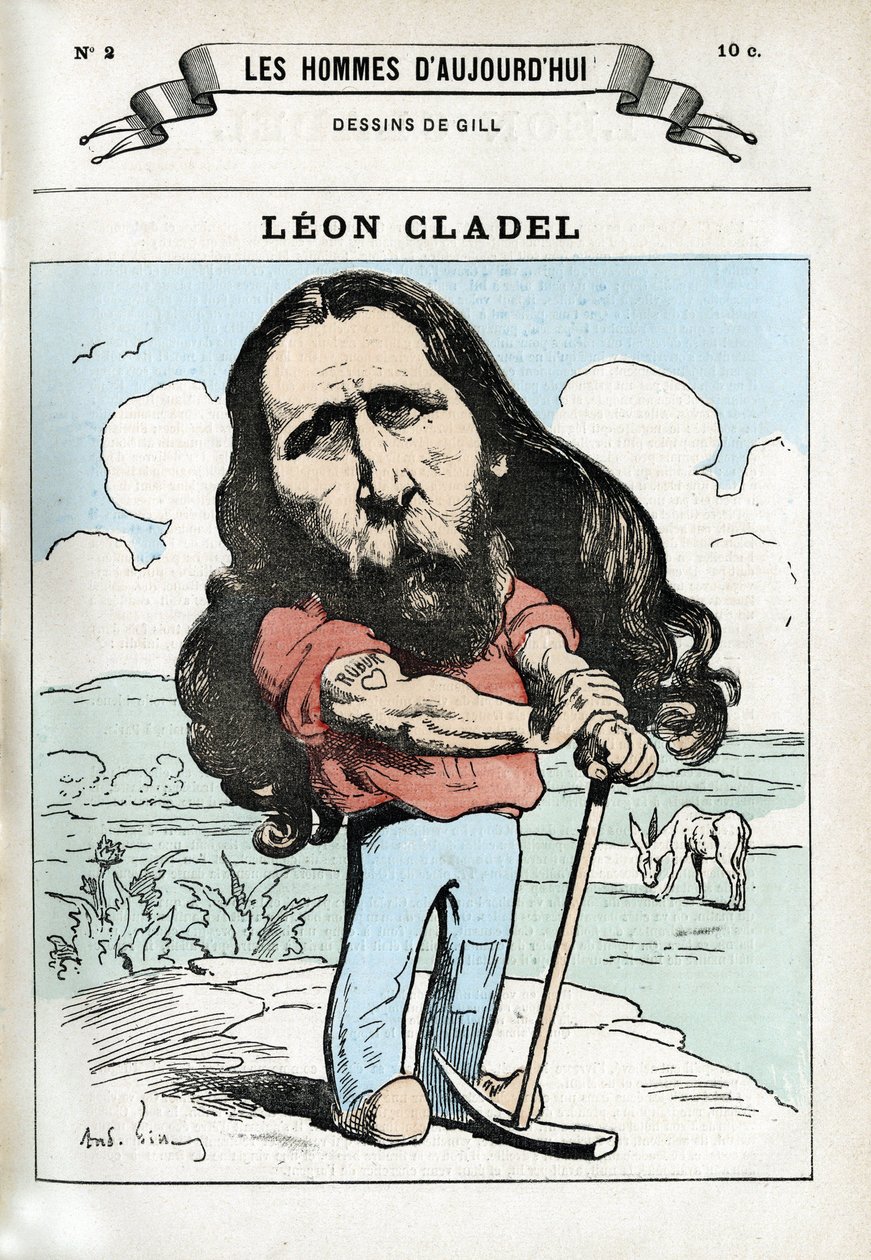 Retrato de Leon Cladel (1835-1892), homem de carta francês. Caricatura de Gill, Paris. de Andre Gill