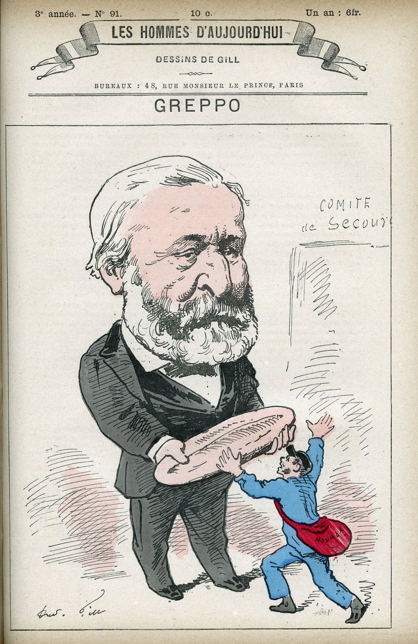 Retrato de Louis Greppo (1810-1888), um político francês, ele foi deputado do Ródano e do Sena. Desenho animado de Gill, Paris. de Andre Gill