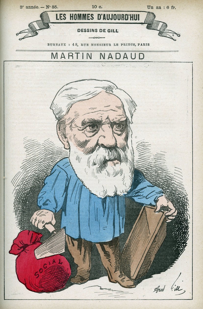 Retrato de Martin Nadaud (1815-1898), mestre e político francês, foi deputado da Creuse de 1876 a 1889. Desenho animado de Gill, Paris. de Andre Gill